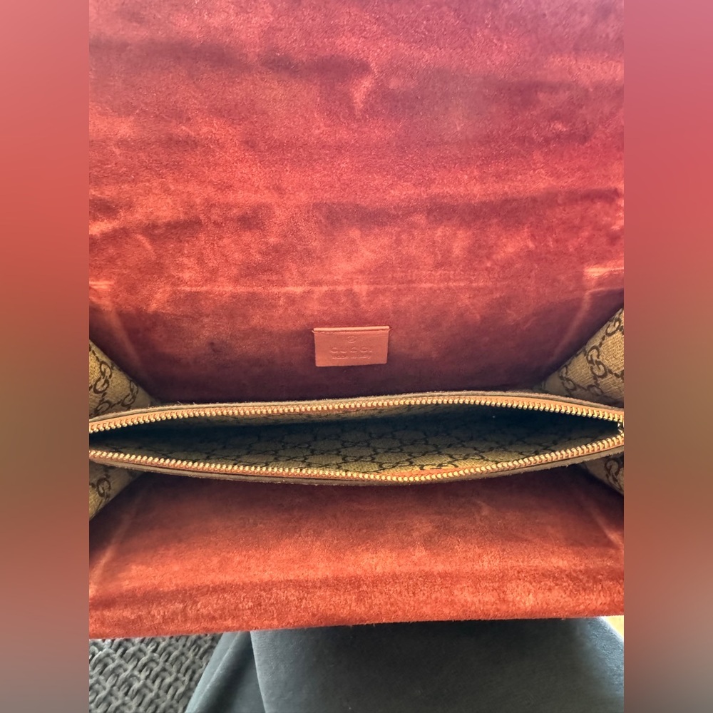 Gucci Beige GG Supreme Dionysus Bloom Shoulder Bag with Pink & Burgundy Accents - Picture 13 of 16